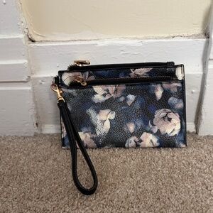 Floral Black Wristlet Clutch